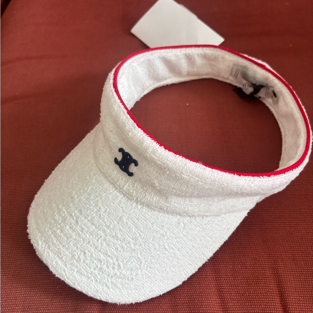 Celine White Terry Visor hat